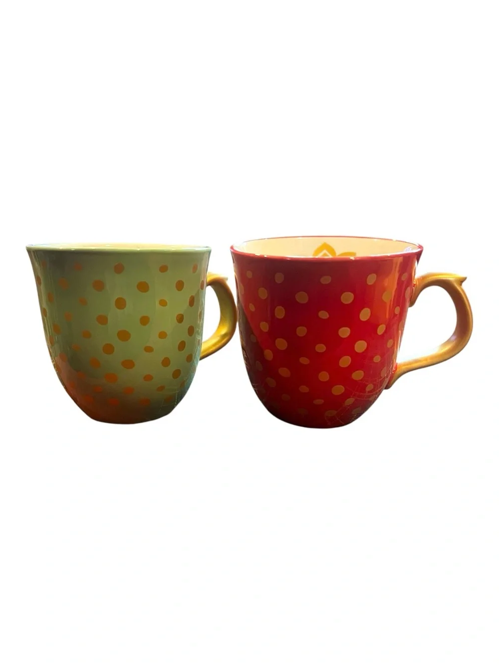Pioneer Woman (2) Quality Dinnerware dotted handle Mugs
